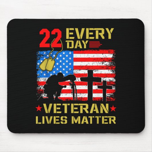22 Veterans A Day Veteran Suicide Prevention Aware マウスパッド (正面)