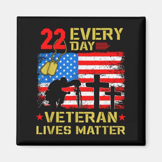 22 Veterans A Day Veteran Suicide Prevention Aware マグネット (正面)