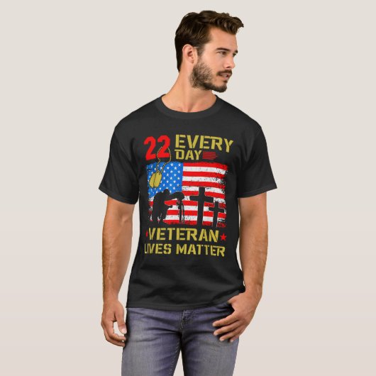 22 Veterans A Day Veteran Suicide Prevention Aware Tシャツ (正面フル)