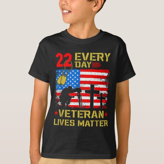 22 Veterans A Day Veteran Suicide Prevention Aware Tシャツ (正面)