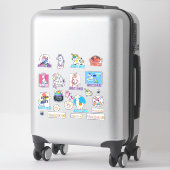22 x型ユニコーンかわいいおもしろいかわいいダブ絵文字 シール (スーツケース)