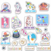 22 x型ユニコーンかわいいおもしろいかわいいダブ絵文字 シール (正面)