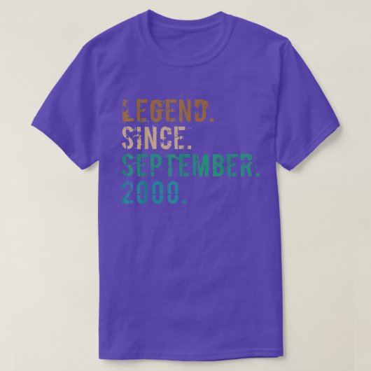 22 Year Old Gift Legend Since September 2000 22nd Tシャツ (デザイン正面)