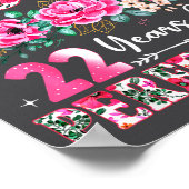 22 Year Old Made In 2004 Floral 22th Birthday Wome ポスター (角)