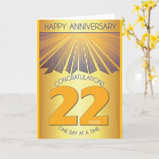 22 Year Sober Anniversary | Golden Ray 12 Step カード (黄色い花)