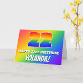 22nd Birthday: Multicolored Rainbow Pattern # 22 カード (黄色い花)
