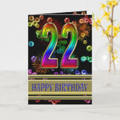 22ndt誕生日（虹の泡と花火） カード (黄色い花)