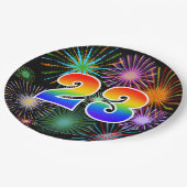 23イベント-おもしろいカラフル、はっきりした、虹23 ペーパープレート (アングル)