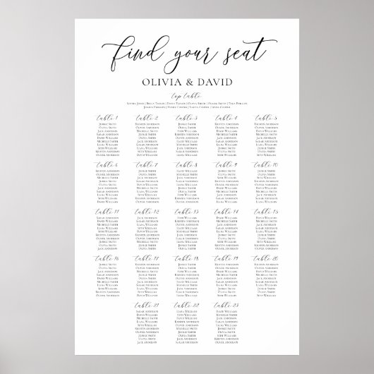 23エレガントテーブル席の座席表を見つける ポスター (正面)