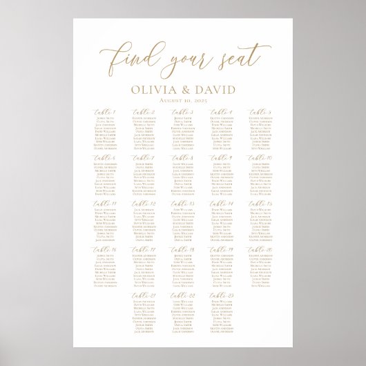 23エレガントテーブル席の座席表を見つける ポスター (正面)