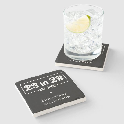 23カスタム番目の誕生日ギフト23 in 23 Est 2000 ストーンコースター (横)