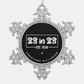 23カスタム番目の誕生日ギフト23 in 23 Est 2000 スノーフレークピューターオーナメント (正面)