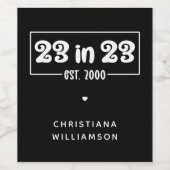 23カスタム番目の誕生日ギフト23 in 23 Est 2000 ワインラベル (シングルラベル)