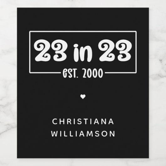 23カスタム番目の誕生日ギフト23 in 23 Est 2000 ワインラベル (シングルラベル)