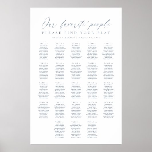 23テーブル私たちお気に入りのの人の座席表 ポスター (正面)