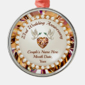 23パーソナライズされた年結婚記念現在 メタルオーナメント (正面)