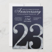 23周年記念ダイヤモンドシルバー濃紺の年々 招待状 (正面)