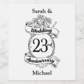 23周年記念結婚花バラ ワインラベル (シングルラベル)