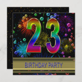 23回目の誕生日パーティーの招待(バブル付き) 招待状 (正面/裏面)
