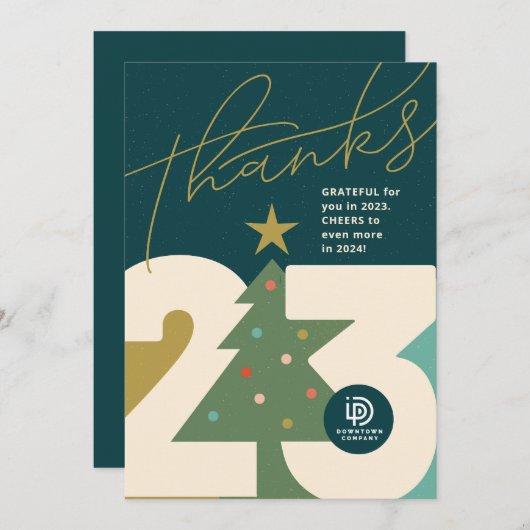 23年はっきりしたクリスマスツリー企業のホリデーカード シーズンカード (正面/裏面)