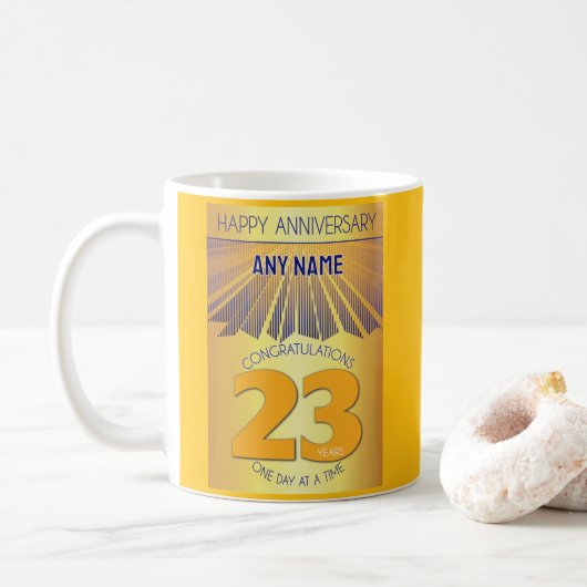 23年間の断酒記念 | ゴールデンレイ12ステップ コーヒーマグカップ (ドーナツ)