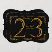 23日,誕生会23日,ギャツビー,ブ素晴らしラック&金ゴールド 招待状 (正面/裏面)