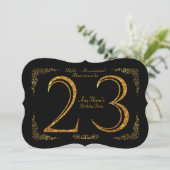 23日,誕生会23日,ギャツビー,ブ素晴らしラック&金ゴールド 招待状 (スタンド正面)