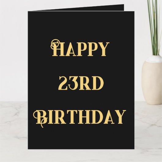 23歳お誕生日おめでとう ゴールド イエロー 23歳 誕生日 カード (正面)