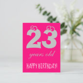 23歳のハッピーバースデーカワイトホットピンク ポストカード (スタンド正面)
