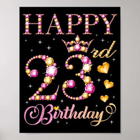 23歳の誕生日おめでとう! 23歳の男性女性 ポスター (正面)