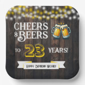 23歳の誕生日おめでとう Rustic Birthday ペーパープレート (正面)