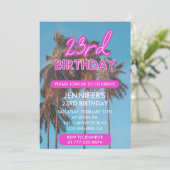 23歳の誕生日の招待サマーピンクパームツリー 招待状 (スタンド正面)
