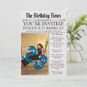 23歳の誕生日パーティーの新聞風ユニークな写真  招待状 (スタンド正面)
