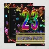 23歳の誕生日パーティー招待状 バブル付き 招待状 (正面/裏面)