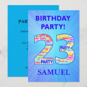 23歳の誕生日パーティー招待状 名前を追加 招待状 (正面/裏面)