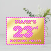 23歳の誕生日パーティー - 大胆で楽しいピンクのストライプ #23 箔招待状 (立ち正面)