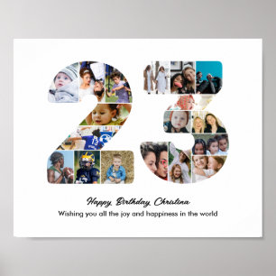 23歳の誕生日パーティー 数字の23 フォトコラージュ ポスター