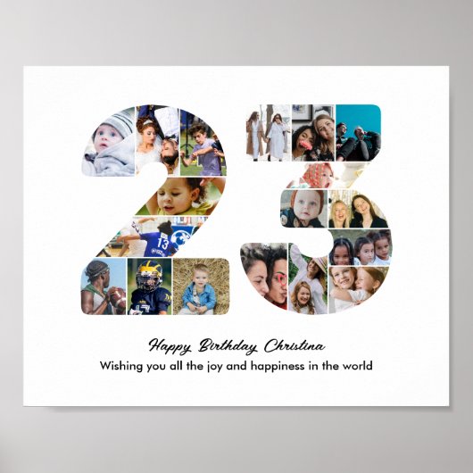 23歳の誕生日パーティー 数字の23 フォトコラージュ ポスター (正面)