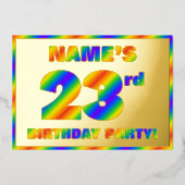 23歳の誕生日パーティー - 楽しい虹のスペクトル「23」 箔招待状 (正面)