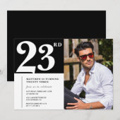 23歳の誕生日モノクロ招待状 招待状 (正面/裏面)