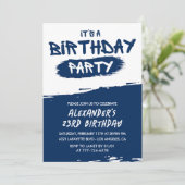 23歳の誕生日招待状メンズグラフィティネイビーブルー 招待状 (スタンド正面)