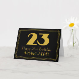 23歳の誕生日：アートデコ調の「23」＆名前 カード