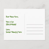 23歳の誕生日：ピンクのストライプとハート、虹色の23 ポストカード (裏面)