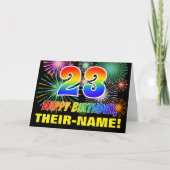 23歳の誕生日: 大胆で楽しい、打ち上げ花火、レインボー23 カード (正面)