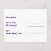 23歳の誕生日：楽しいハート柄、虹23 ポストカード (裏面)