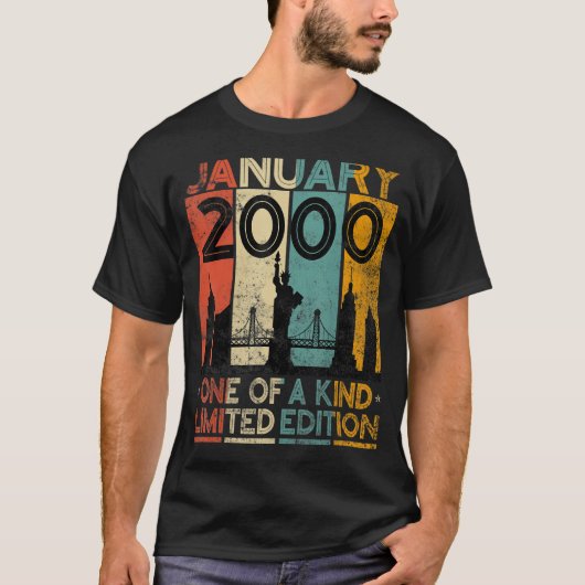 23歳ヴィンテージ2000年1月誕生日メンズウォム Tシャツ (正面)