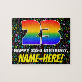 23番目の誕生日:おもしろい、カラフルミュージックシンボル、「23」 ジグソーパズル