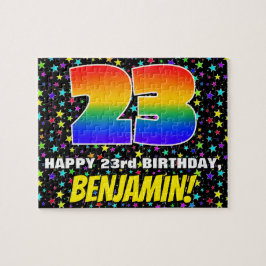 23番目の誕生日:おもしろい、カラフル星野パターン ジグソーパズル