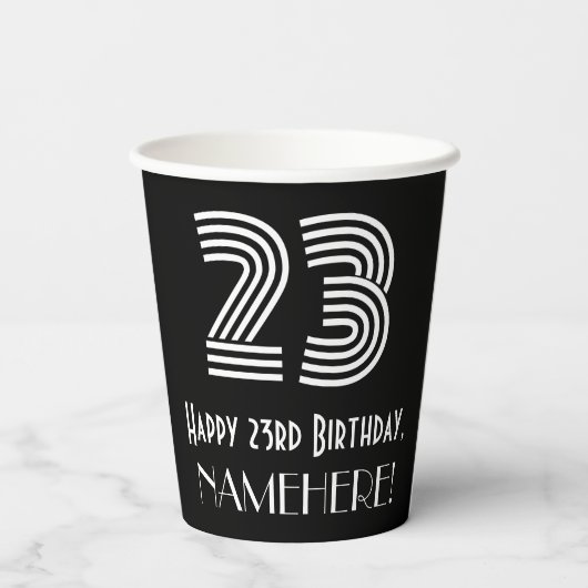 23番目の誕生日:インスパイアアールデコの外観「23」 +名前 紙コップ (裏面)