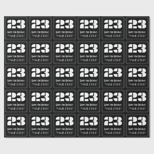 23番目の誕生日:インスパイアアールデコの外観「23」 & Name ラッピングペーパー (フラット)